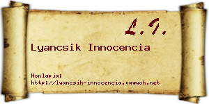 Lyancsik Innocencia névjegykártya